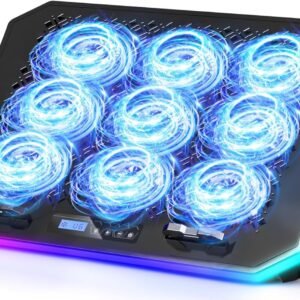 Gaming Laptop Cooling Pad with 9 Quiet RGB Fans and Stand