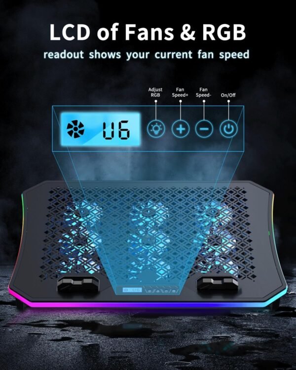Gaming Laptop Cooling Pad with 9 Quiet RGB Fans and Stand - Image 4