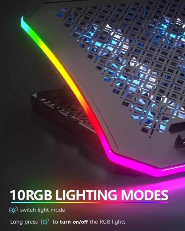 Gaming Laptop Cooling Pad with 9 Quiet RGB Fans and Stand - Image 5