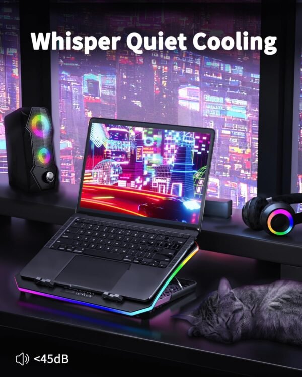 Gaming Laptop Cooling Pad with 9 Quiet RGB Fans and Stand - Image 6