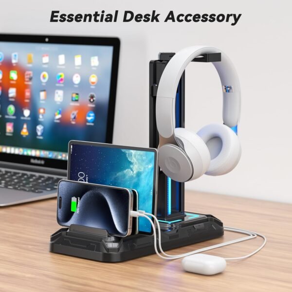 Headset Stand with Charging Station – Detachable Controller Holder with 9 Light Modes - Image 8