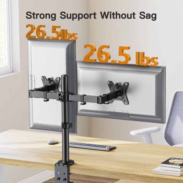 Dual Monitor Desk Mount for 13″–34″ Screens - Image 2