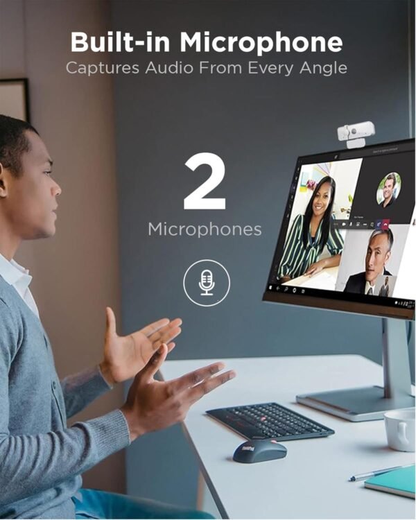 Full HD 1080p Webcam with Wide Angle, Dual Mics, Privacy Shutter - Image 4