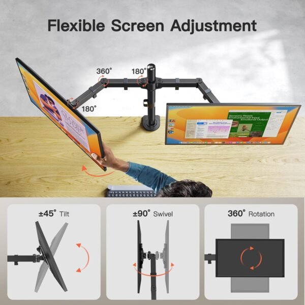 Dual Monitor Desk Mount for 13″–34″ Screens - Image 4