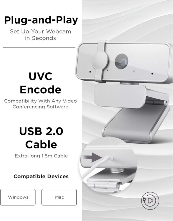 Full HD 1080p Webcam with Wide Angle, Dual Mics, Privacy Shutter - Image 5
