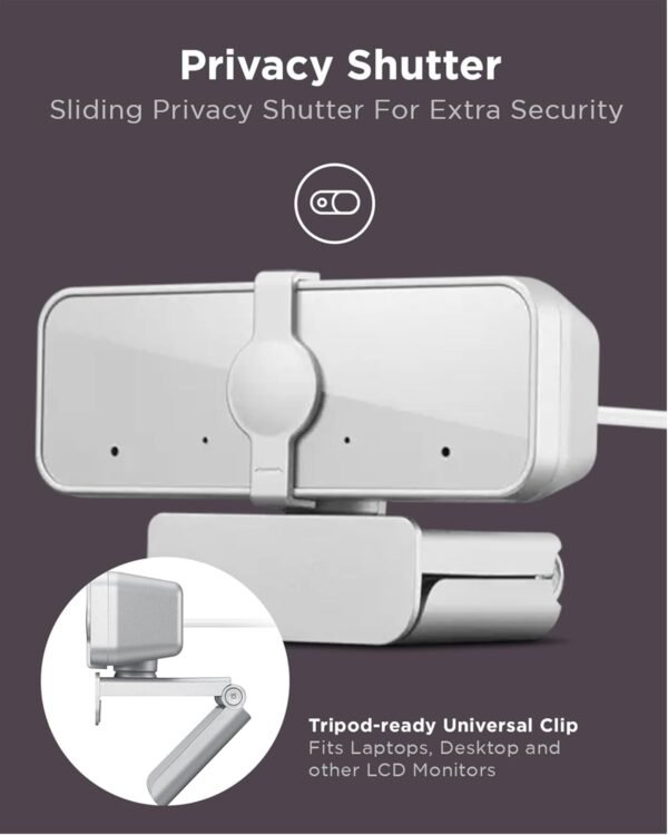 Full HD 1080p Webcam with Wide Angle, Dual Mics, Privacy Shutter - Image 6