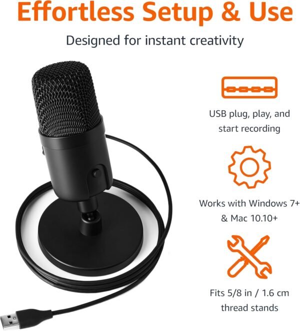 USB Condenser Microphone with Adjustable Stand for Streaming & Recording - Image 3
