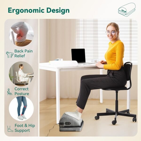 Heated Foot Rest with Vibration Massage – Adjustable Under-Desk Foot Stool - Image 3