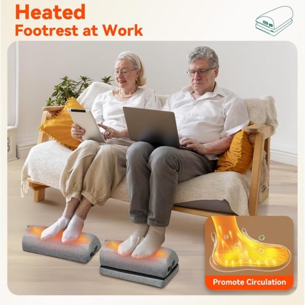 Heated Foot Rest with Vibration Massage – Adjustable Under-Desk Foot Stool - Image 4