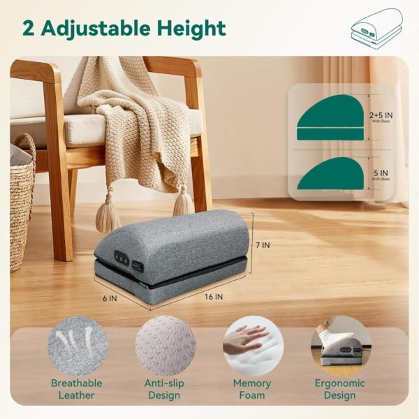 Heated Foot Rest with Vibration Massage – Adjustable Under-Desk Foot Stool - Image 6