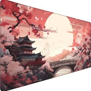 Japanese Large Gaming Mouse Pad, Non-Slip Waterproof Extended Desk Mat